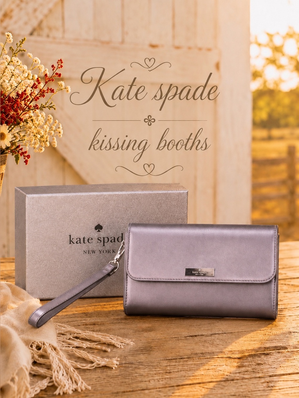 KATE SPADE KENSIE BOXED MEDIUM FLAP WRISTLET Candied Flower. Priced to sale NWT